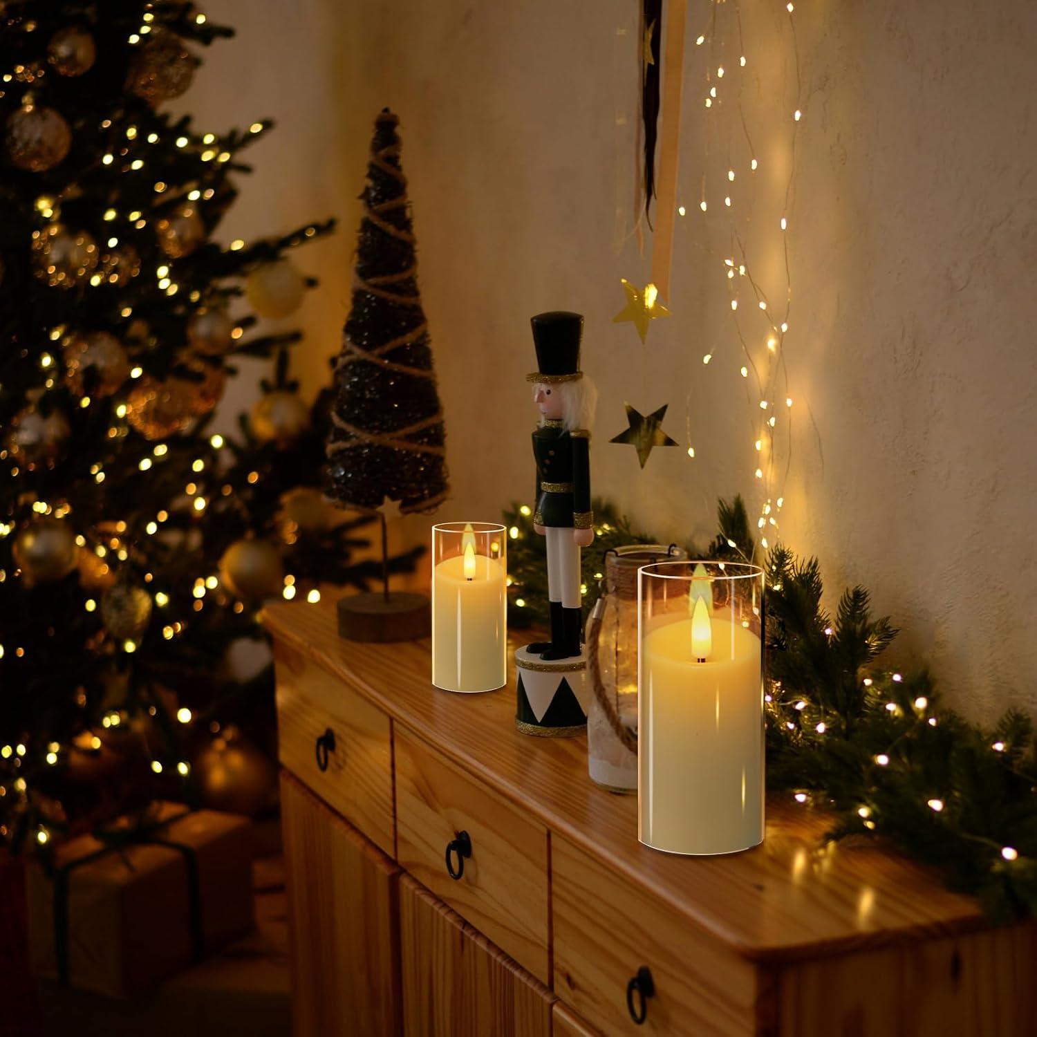 6 Pack Flickering Flameless Votive Candles with Timer and Remote, Battery Operated Long Lasting 300+ Hours, Small