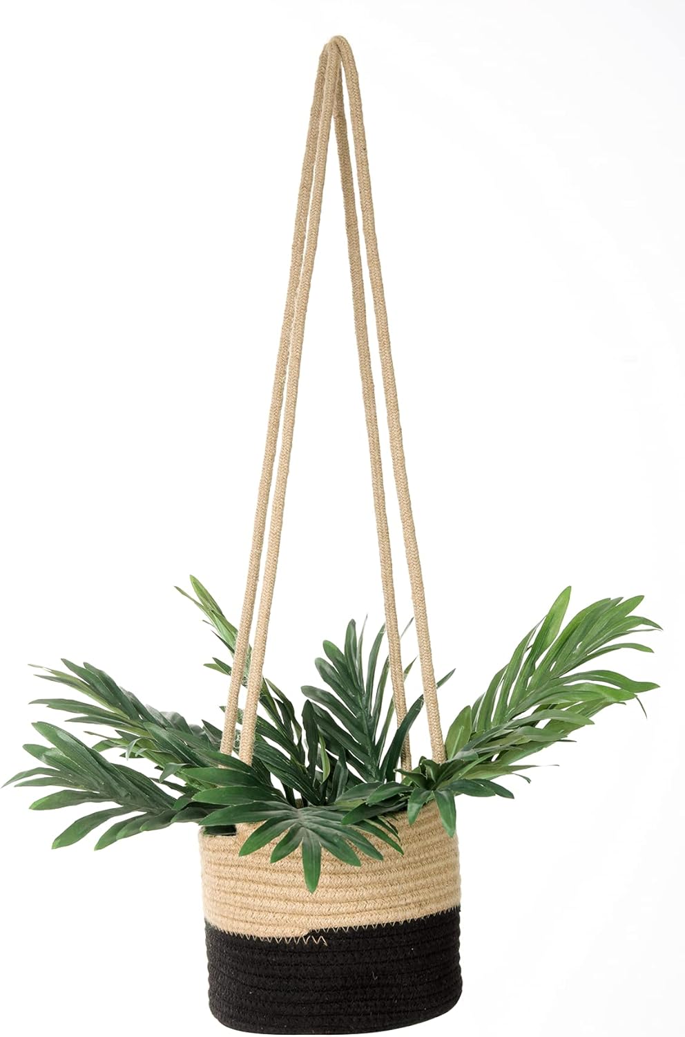 Hanging Planter Basket Jute Rope Woven Plant Hangers Indoor Hanging Plant Holder Up / Jute-black