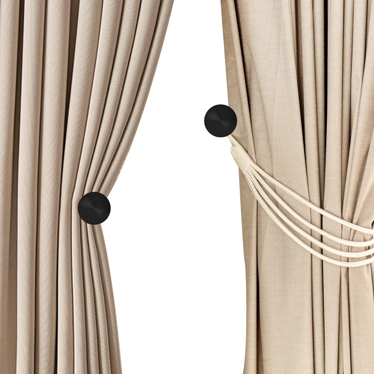 Curtain Holdbacks, 8 Pack Curtain Tieback Hooks for Drapes Round Drapery Holdbacks Pullbacks Metal Curtain Holders for
