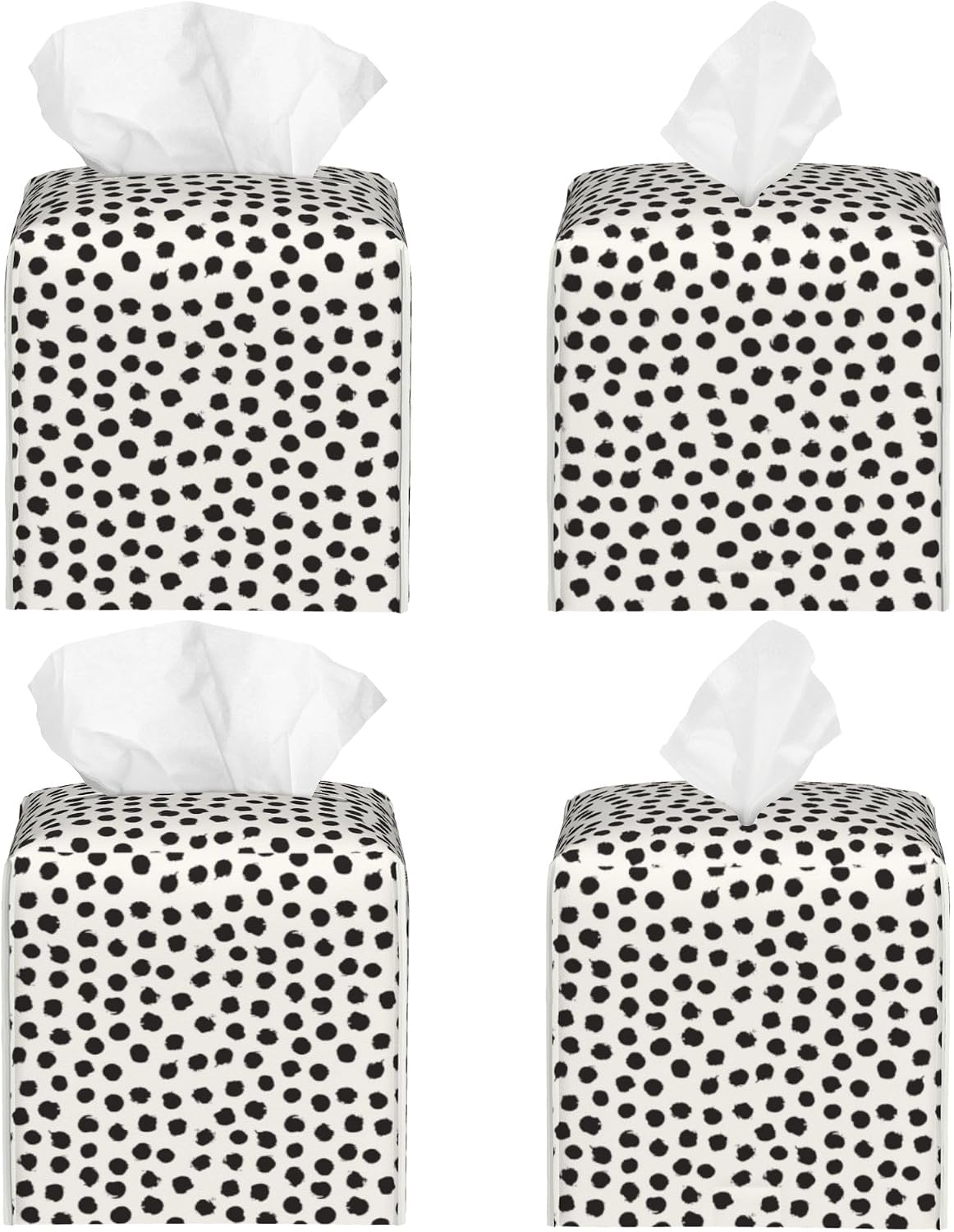 Polka Dot Circle Tissue Box Cover Square / Color-7 / Black