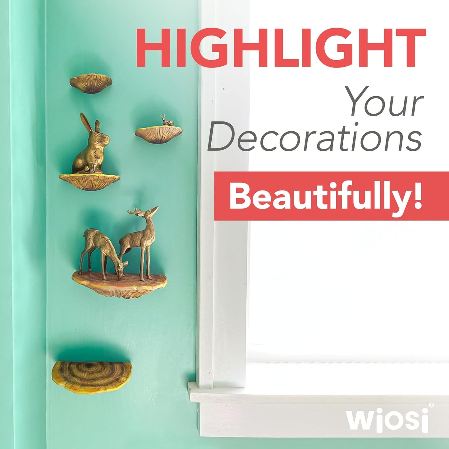 5-Piece Turkey Floating Shelves for Decorating Wall / Gill Mushroom