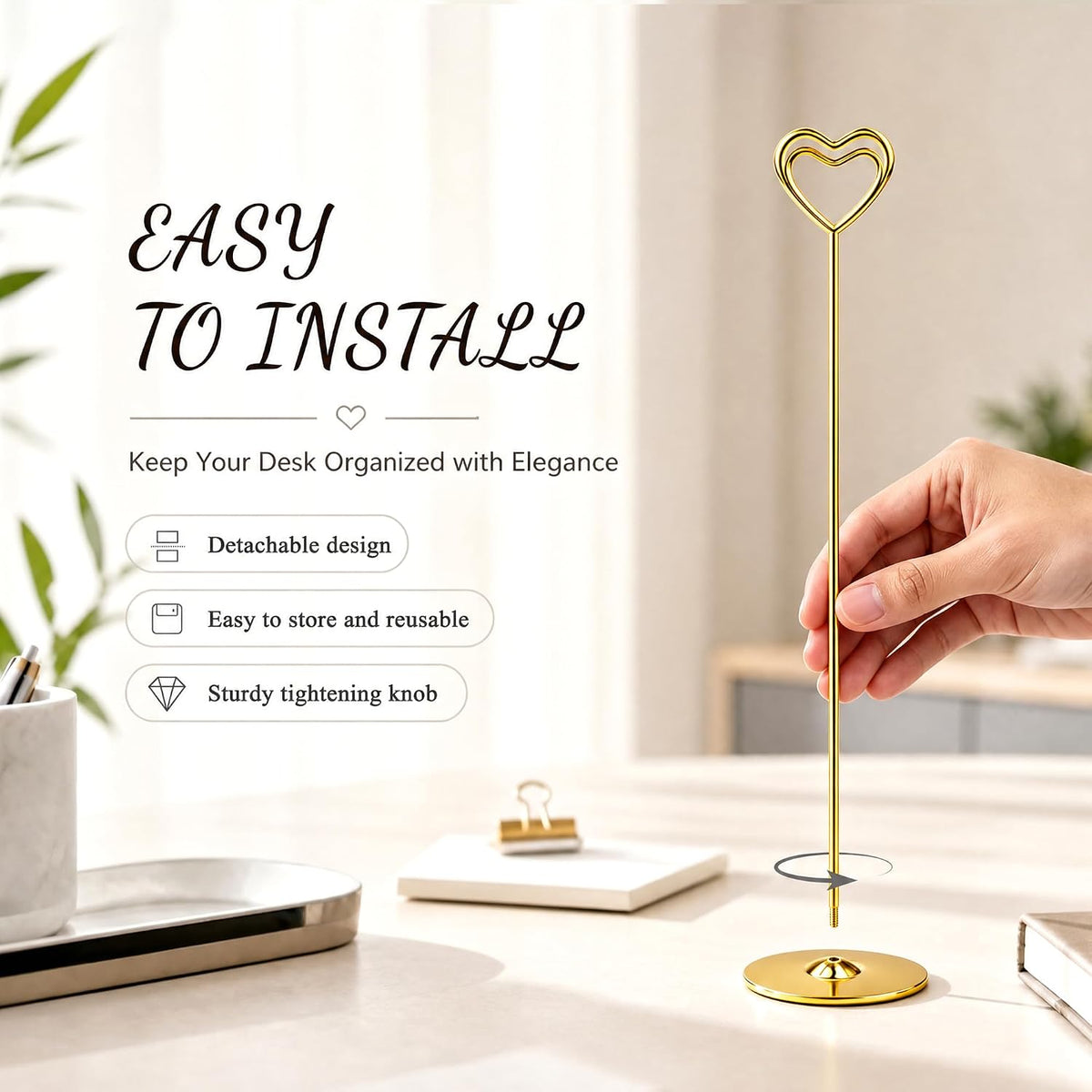 Urban Deco 16PK Gold Table Number Holders 12 Inch Place Card Holders Table Card Holders Steel Card Holders for Photos