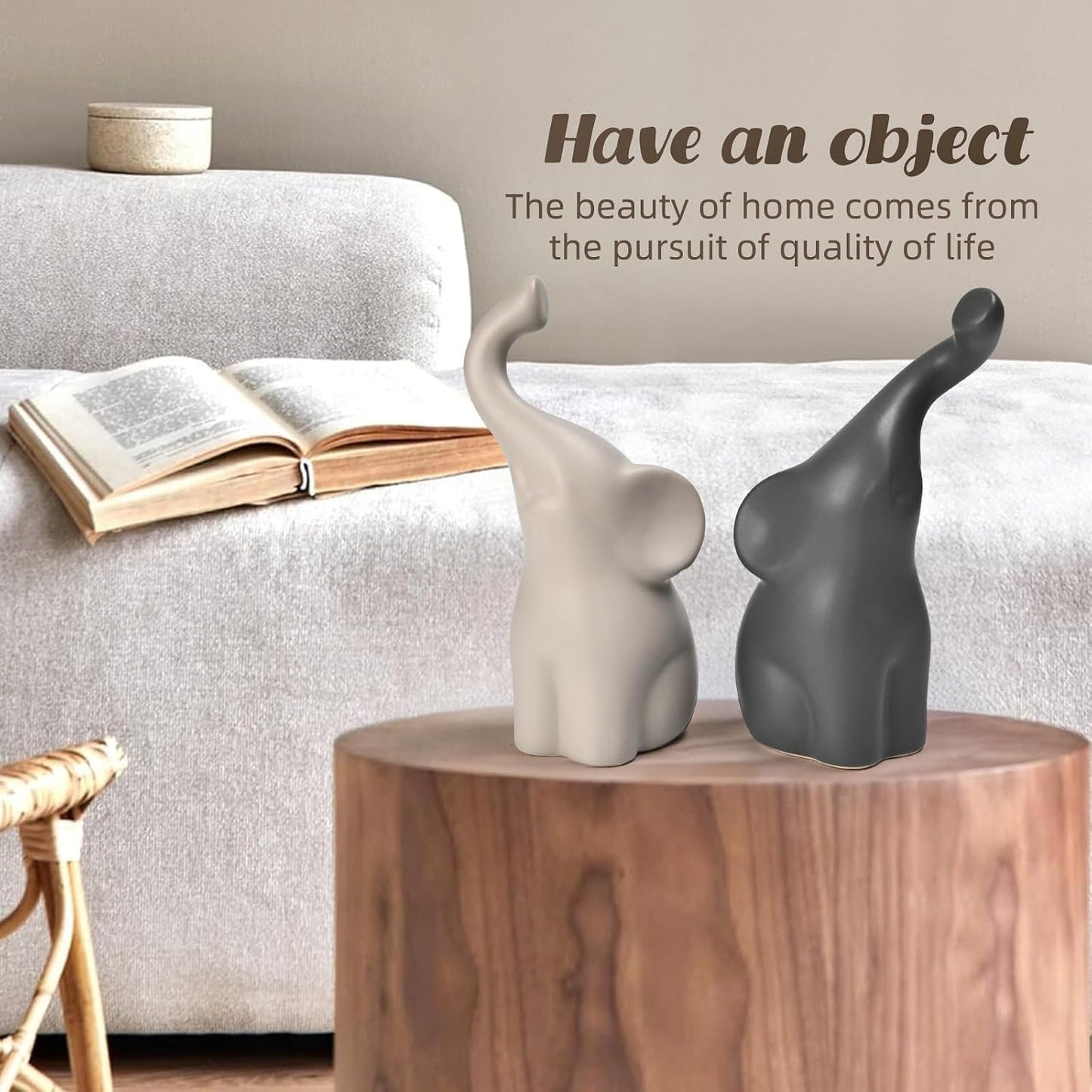 Elephant Statues Home Decor Small Figurines Home Ceramic Decor Sisterhood Elephant Ornament