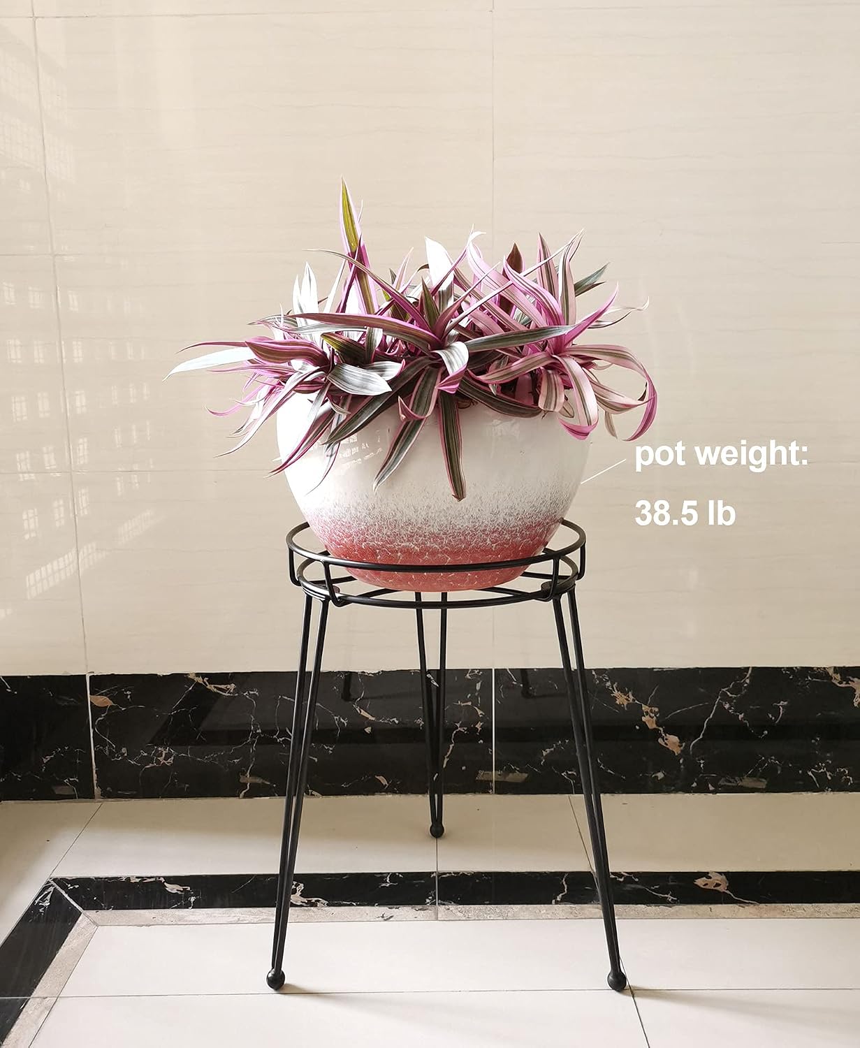 Midcentury Modern Metal Potted Plant Stand 18.7 inches Tall Flower Pot Holder Large Rustproof Iron Garden Container