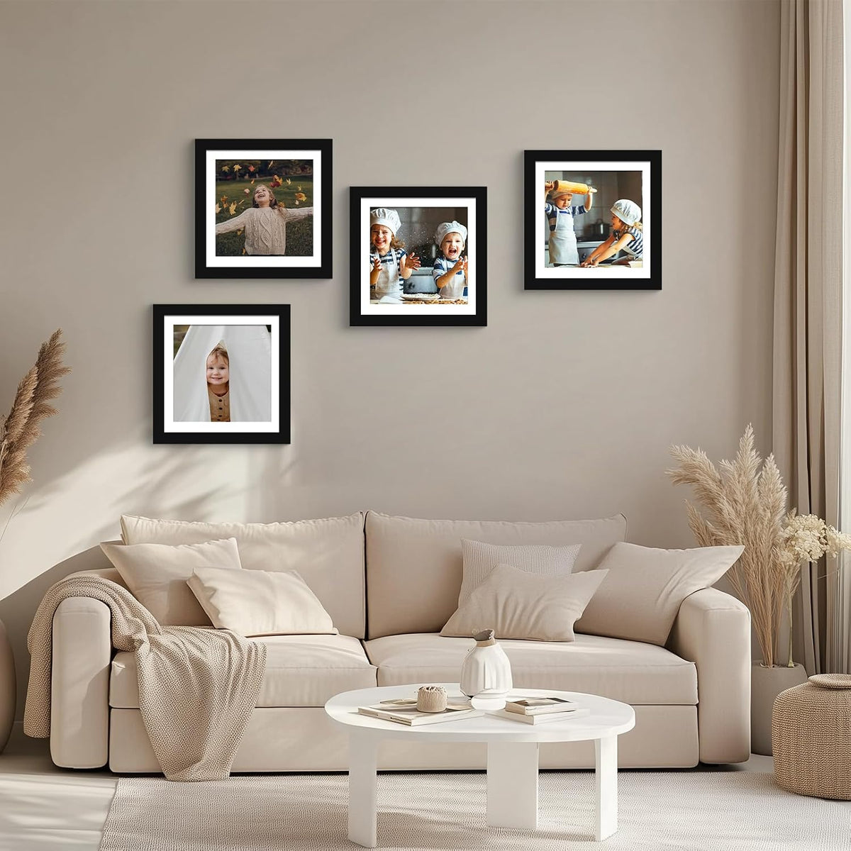 SESEAT 12x12 Picture Frame Set of 4 for Diamond Painting Art, Display Photo 10x10 or 12 x 12 Without Mat, Gallery Wall