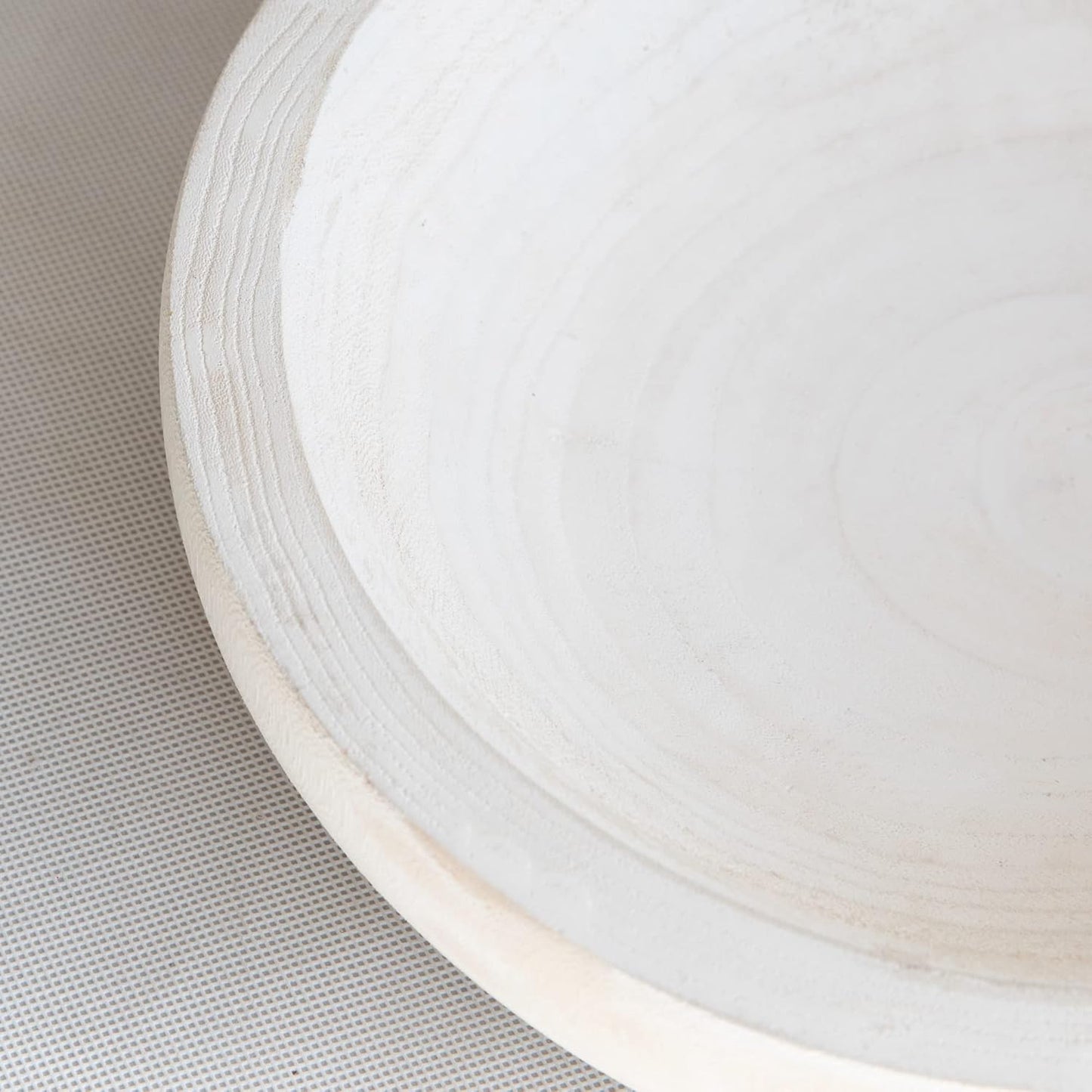 Paulownia Wood Hand Carved Tray / Washed White