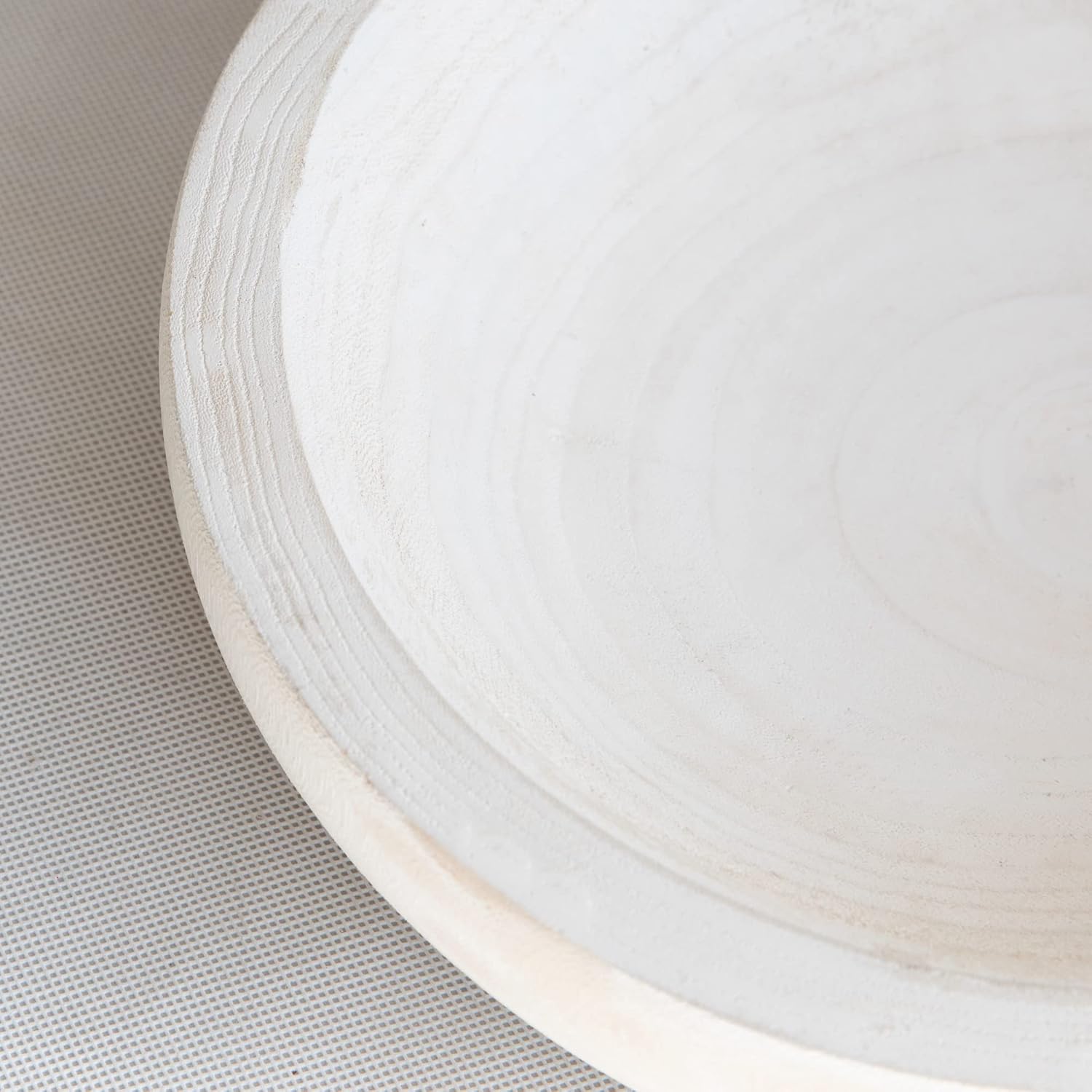 Paulownia Wood Hand Carved Tray / Washed White