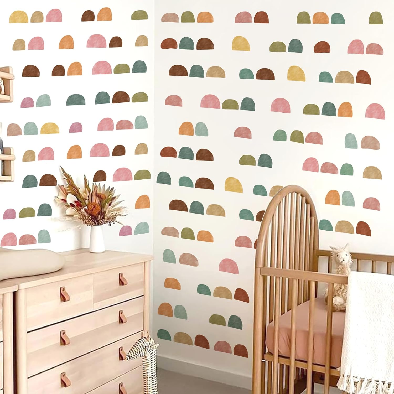 Boho Wall Decals Geometric Modern Wall Stickers Colorful Abstract Pattern Stickers Irregular / Arch