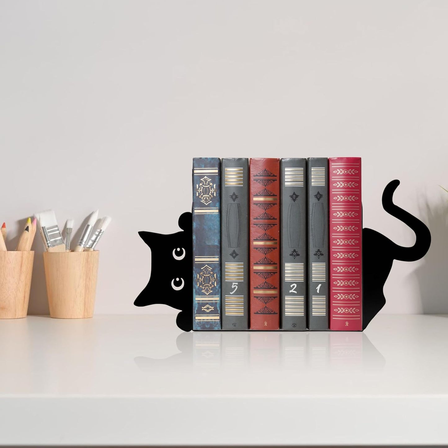 Peeping Cat Metal Bookends Bookends Christmas Book Ends / Cute Cat