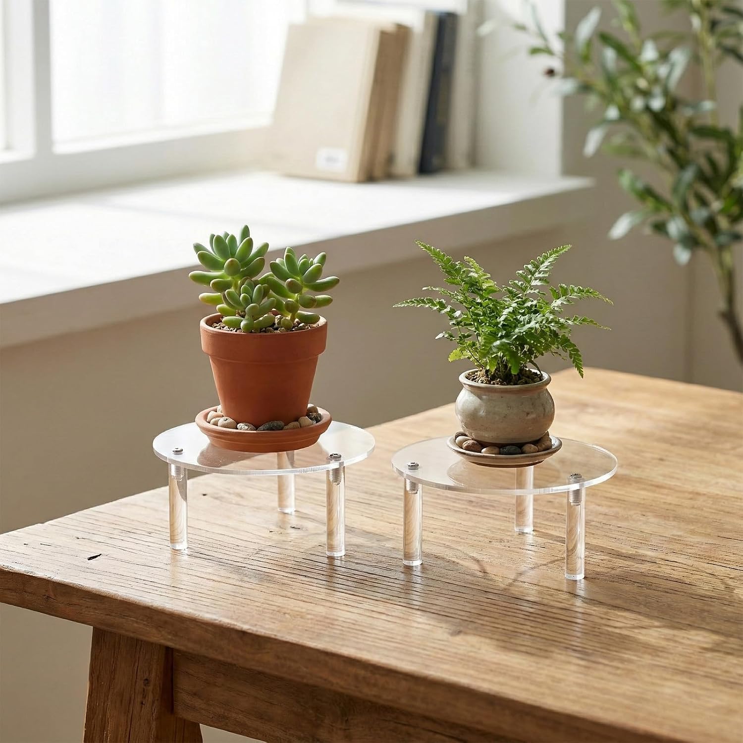 Round Acrylic Risers Display Stands Small Round Acrylic Display Riser / Clear / 5 Inch / Set of 9