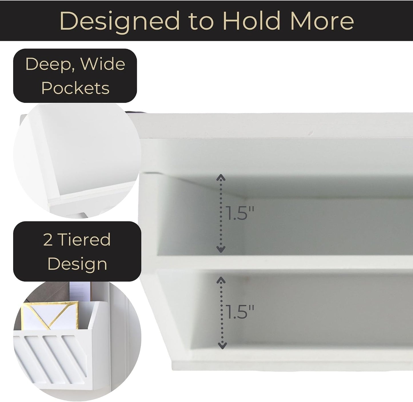 Mail Organizer / Wall Mount Key Holder / White