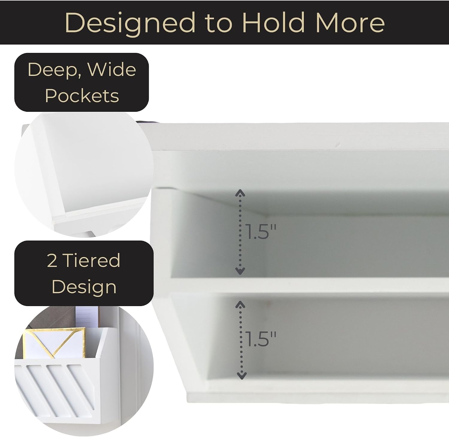 Mail Organizer / Wall Mount Key Holder / White