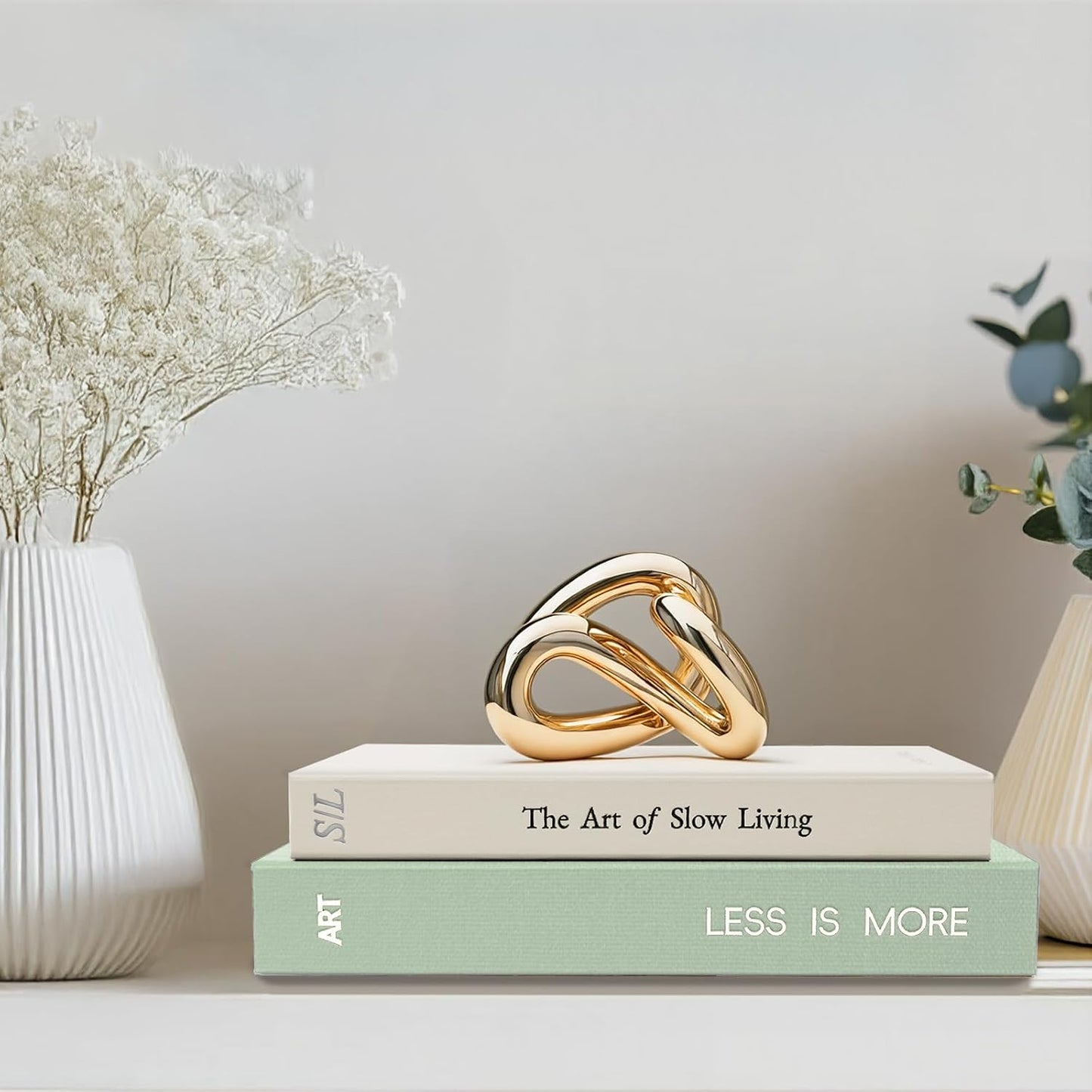 Minimalist Decorative Books / Sage-white / Set of 2