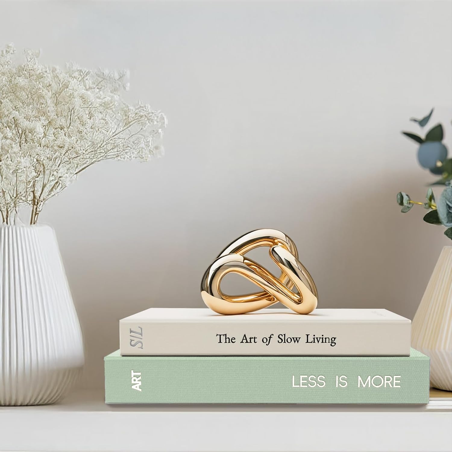 Minimalist Decorative Books / Sage-white / Set of 2