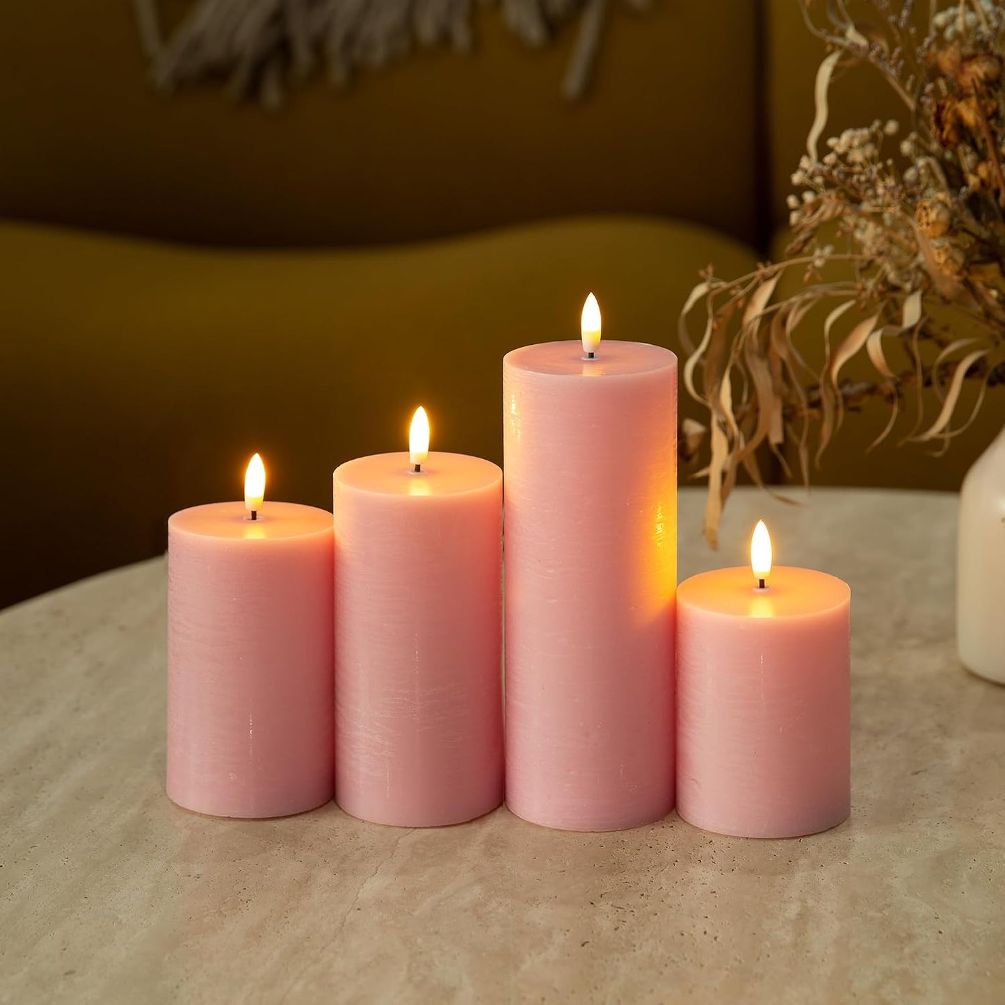 LUSHARBOR Flameless Candles, 4 Pack Battery Operated Candles with Remote, Real Wax LED Fake Candles with Timer