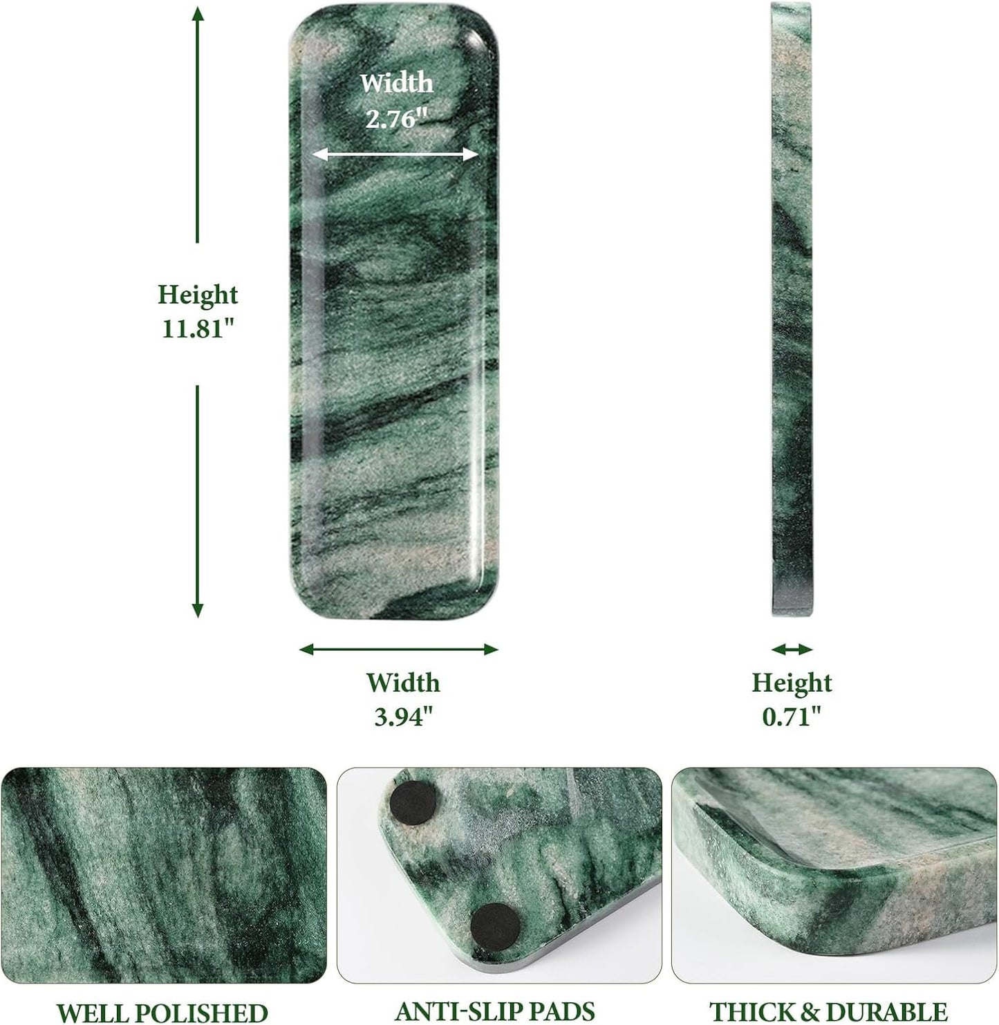 Marble Tray / Stone Vanity Tray / 12 x 4 / Verde Lapponia / Natural