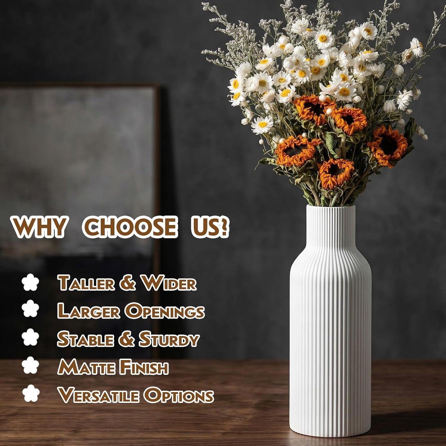 Tall Ceramic Vase / 1-piece-set / Large White