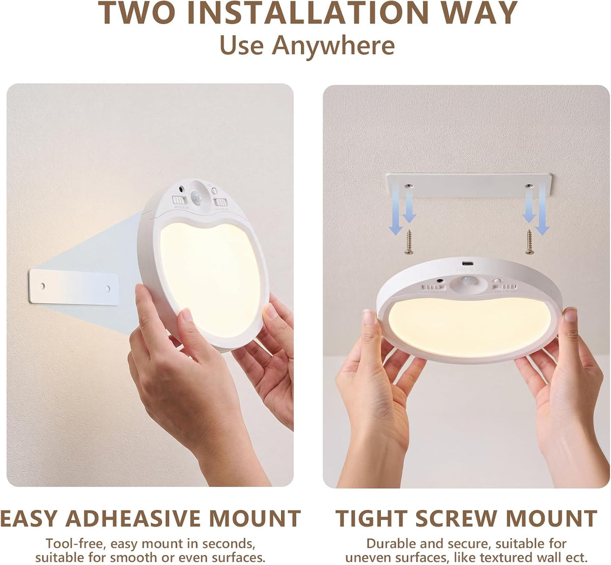 4PK Rechargeable Motion Sensor Ceiling Light With Remote, Magnetic Easy Use | 8000mAh Long Lasting Battery Operated