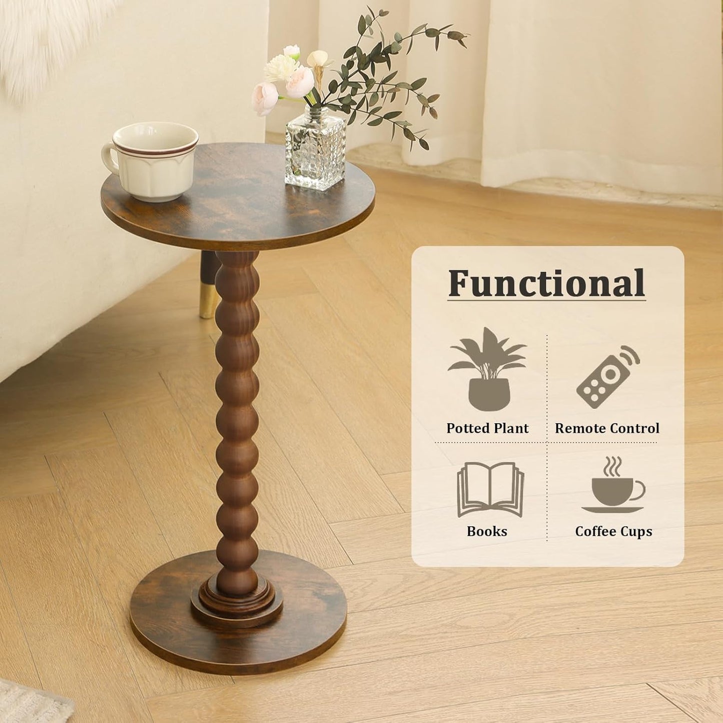 Modern Accent Nightstand / Rustic Brown