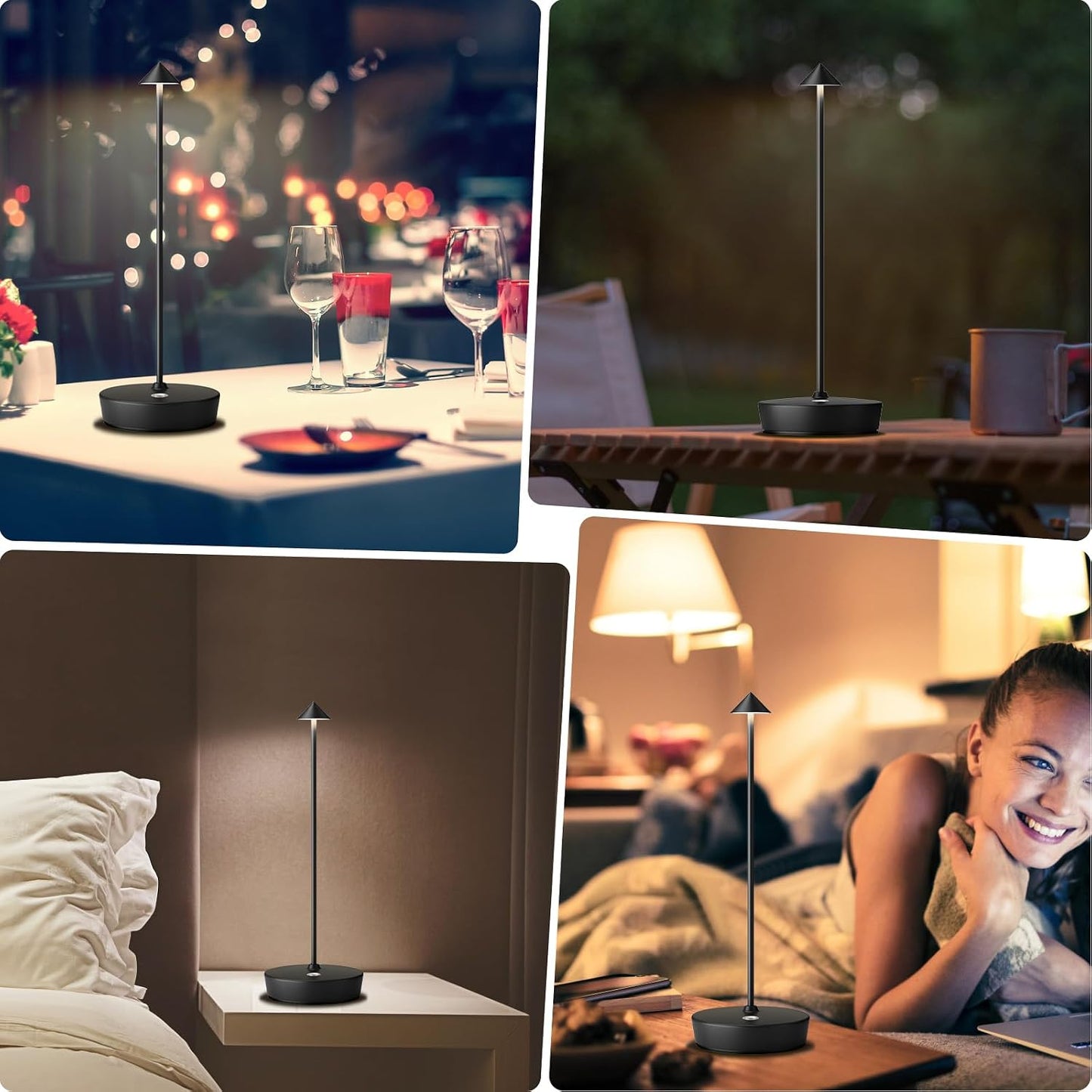 Rechargeable Cordless Table Lamp, Portable Powered LED Battery 6000mAh Metal USB Desk Lamp, 3 Levels Brightness Light
