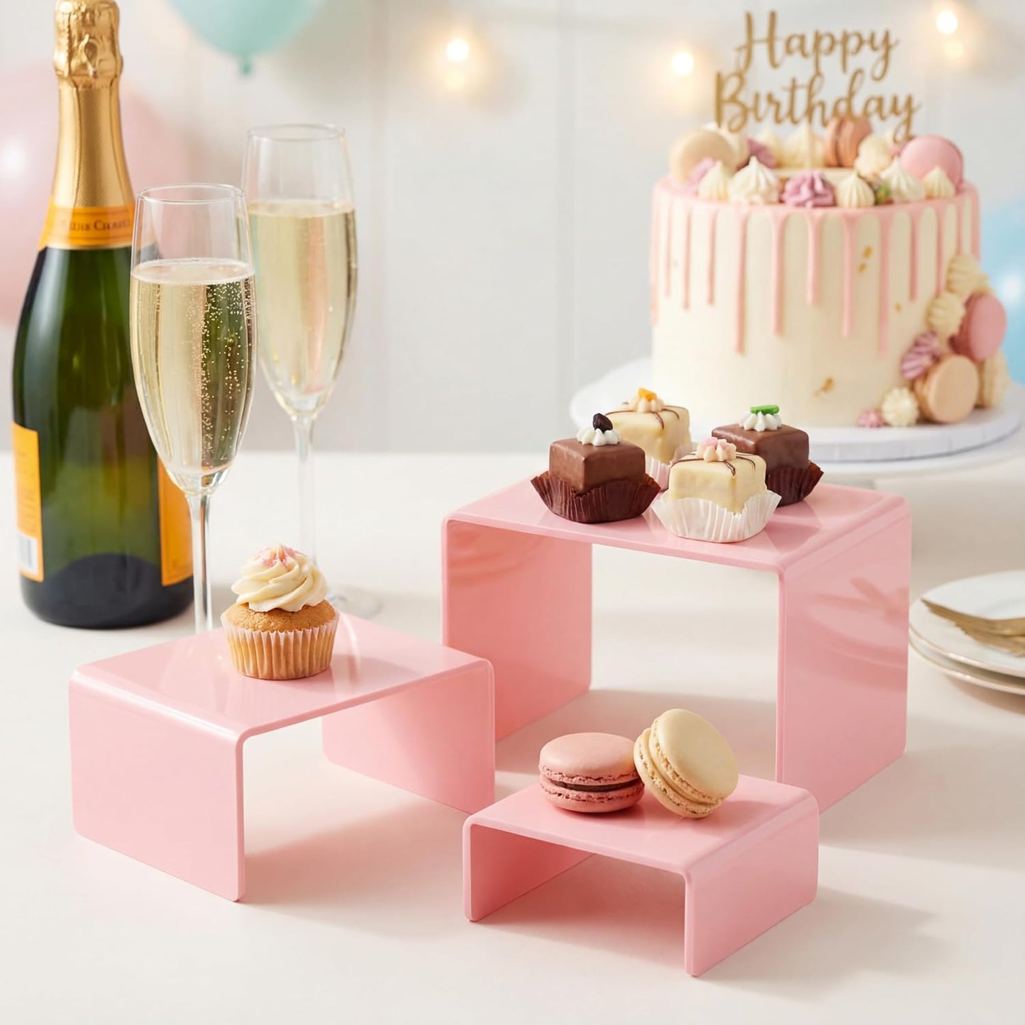 Product Stand / Acrylic Display Risers / Pink / Small Set / Set of 2