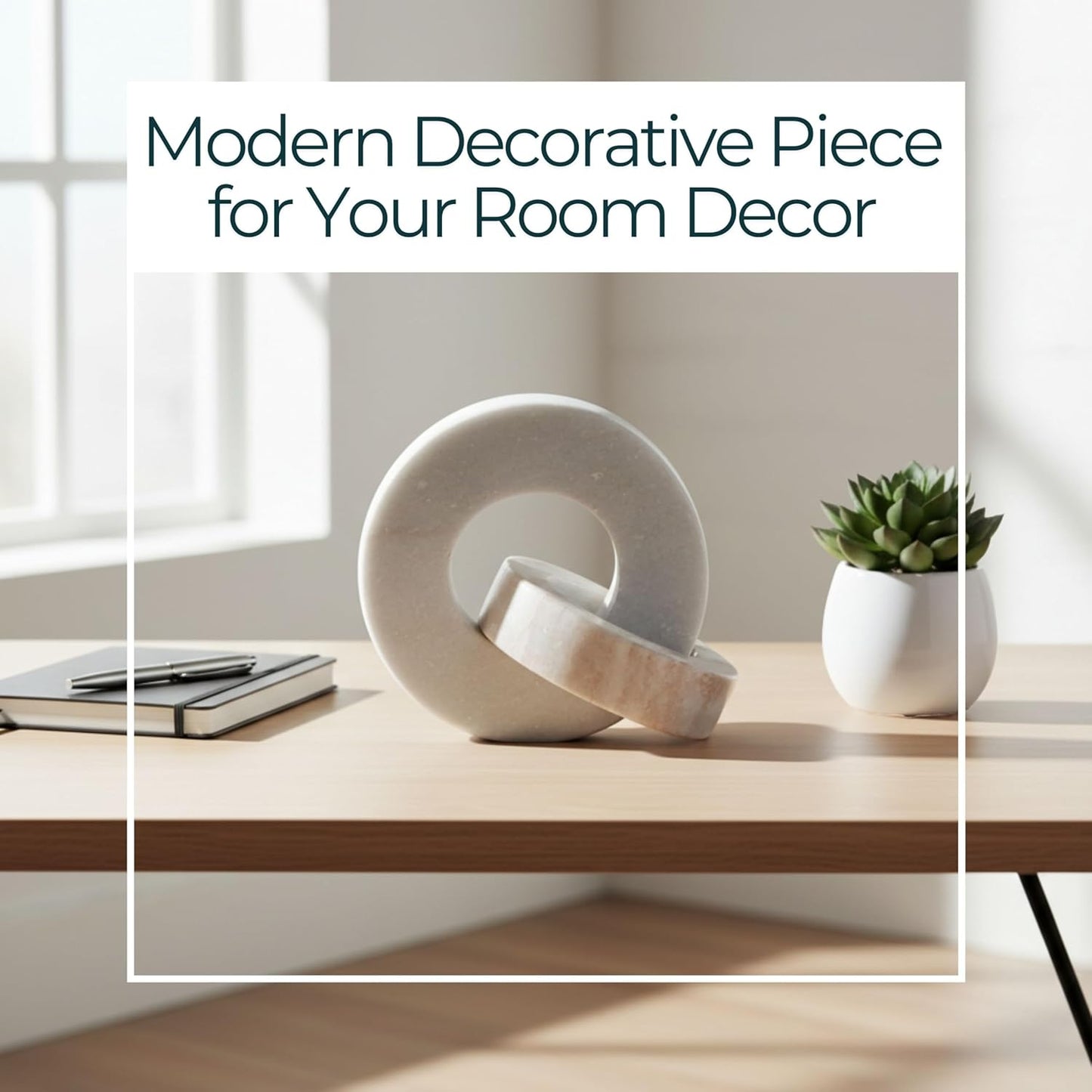 Modern Shelf Sculpture and Office Accents / 6.0" H / White
