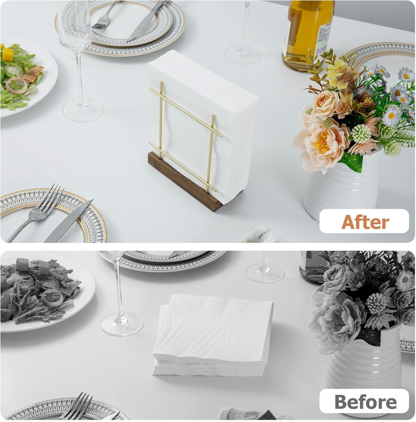 Napkin Holders / Brass-Tone Wire Metal Napkin Dispenser / Brass / Brown
