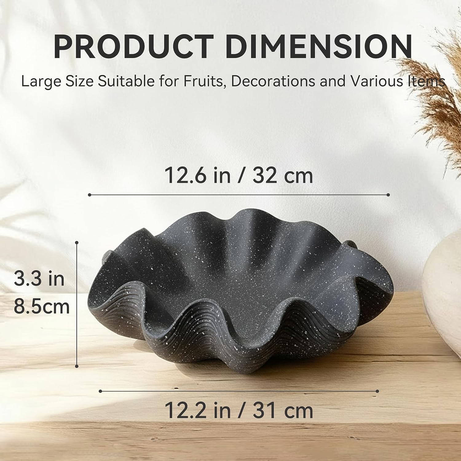 Scalloped Decorative Bowl Home Decor / Starry Black