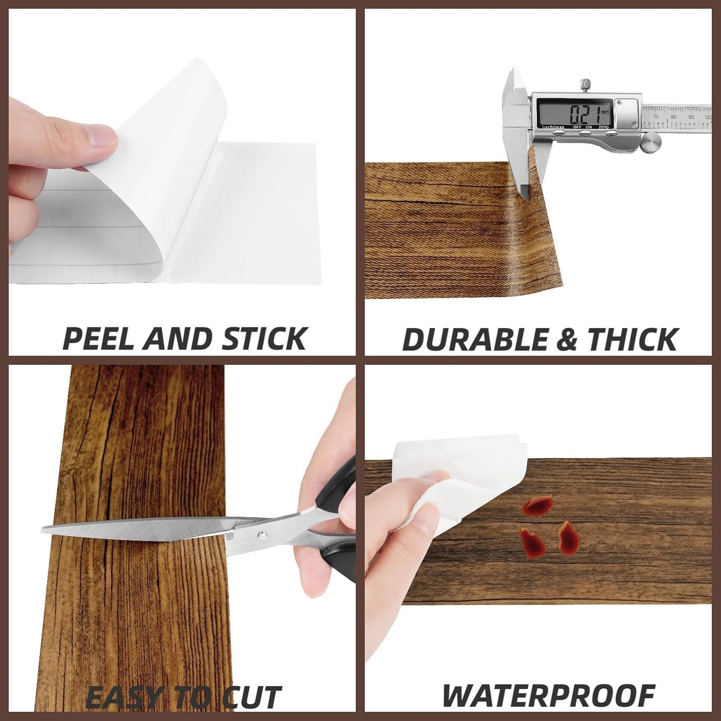 Wallpaper Border Peel and Stick " Wood Contact Paper Border Wood Grain Wall Border / 3 x 590
