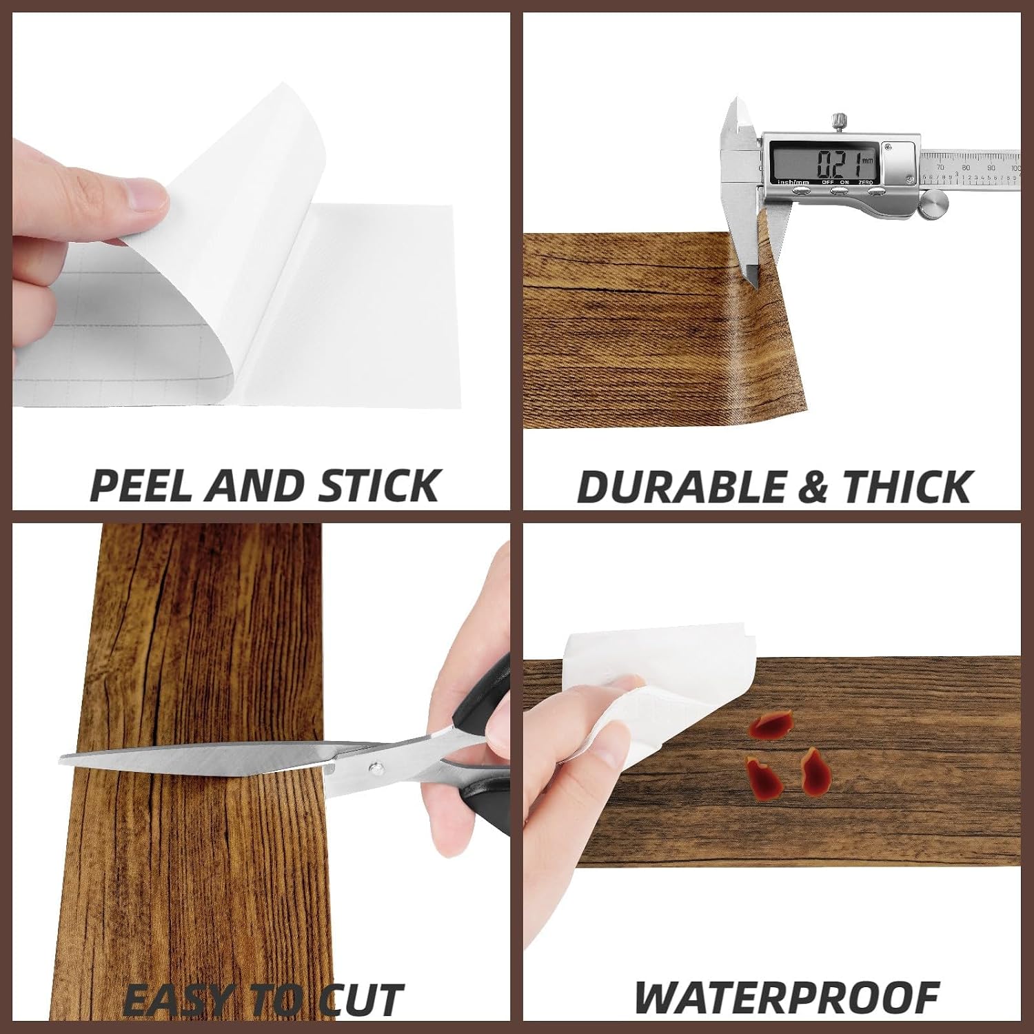 Wallpaper Border Peel and Stick " Wood Contact Paper Border Wood Grain Wall Border / 3 x 590