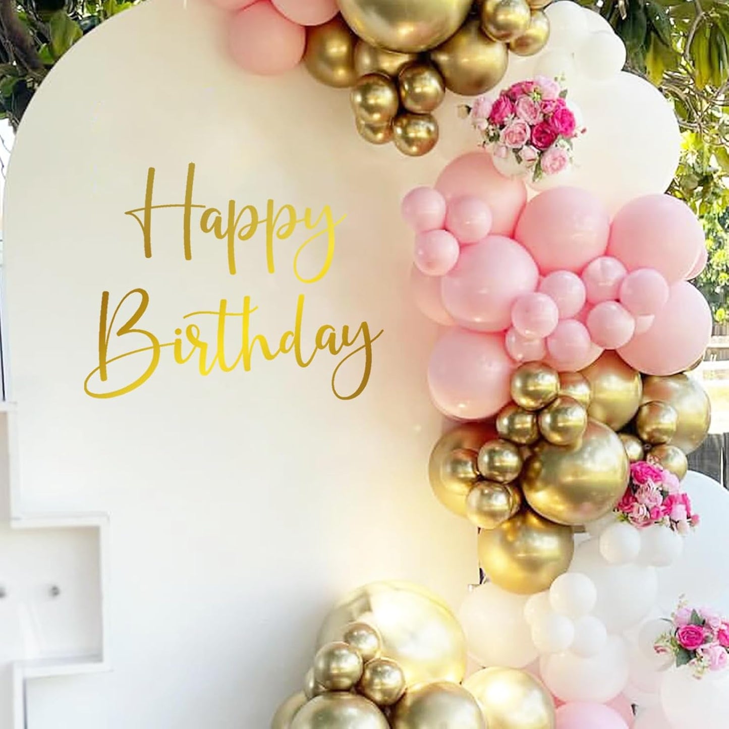 Gold Happy Birthday Party Decal for Women Men / Gold-hb