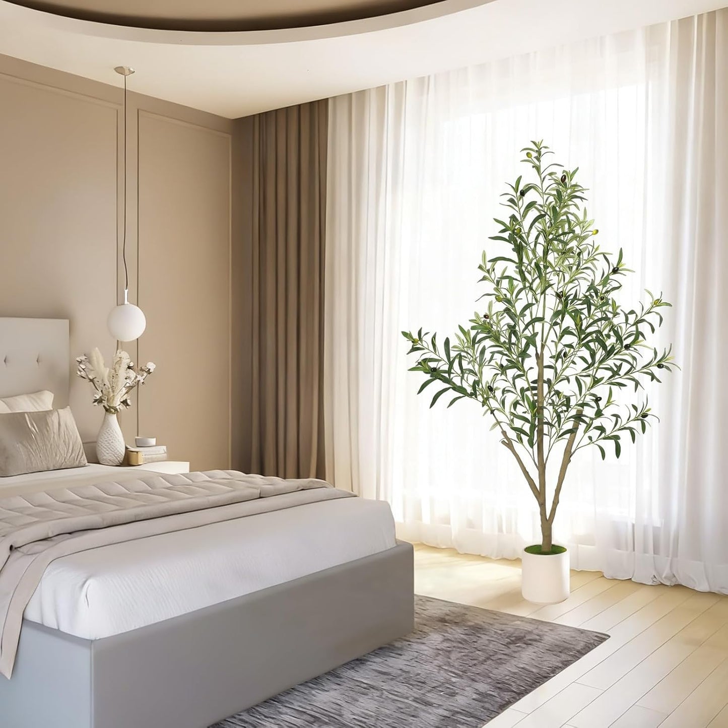 Planter / Faux Olive Tree Olive Trees Artificial Indoor / White / 5 ft