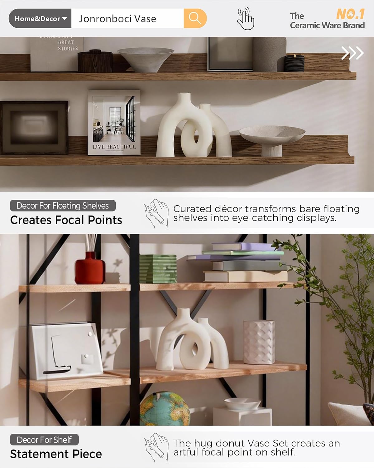 Modern Nordic Boho Style Vases Home Decor / Cream White