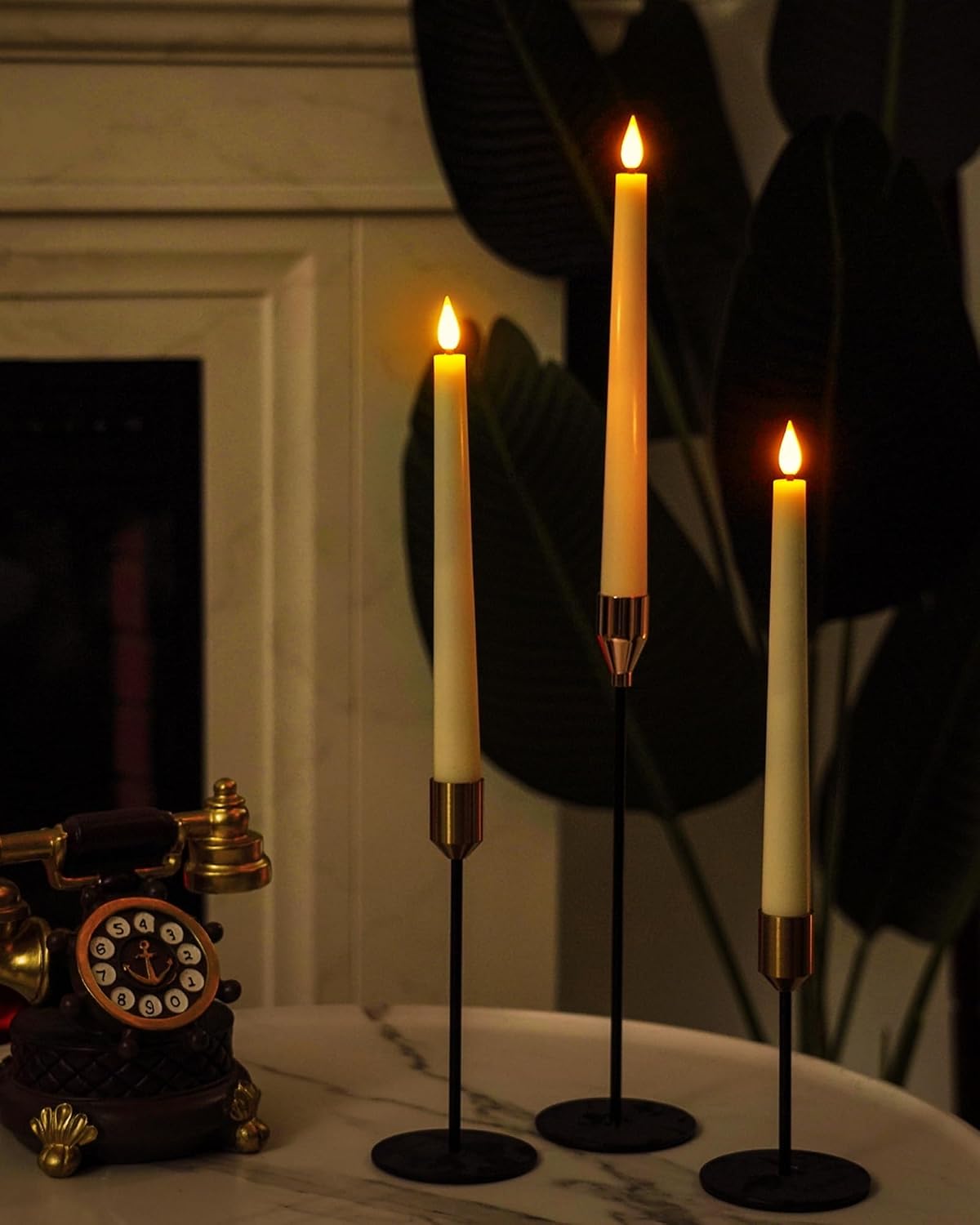 Homemory 12 Pcs Waxy Flameless Taper Candles with Remote, Led Flameless Candlesticks Classic Tall Candle, Flickering