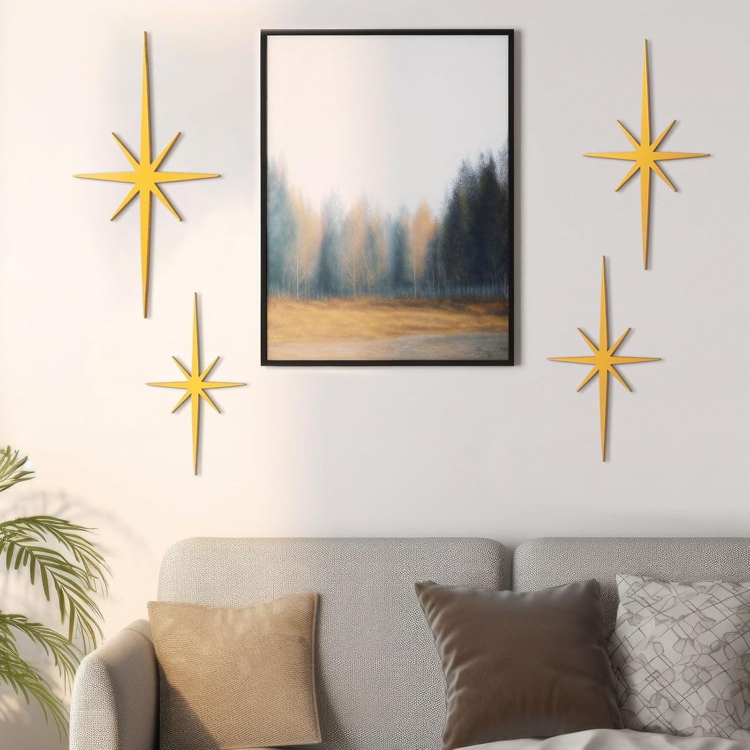 4 Piece Cast Metal Art Set / Gold