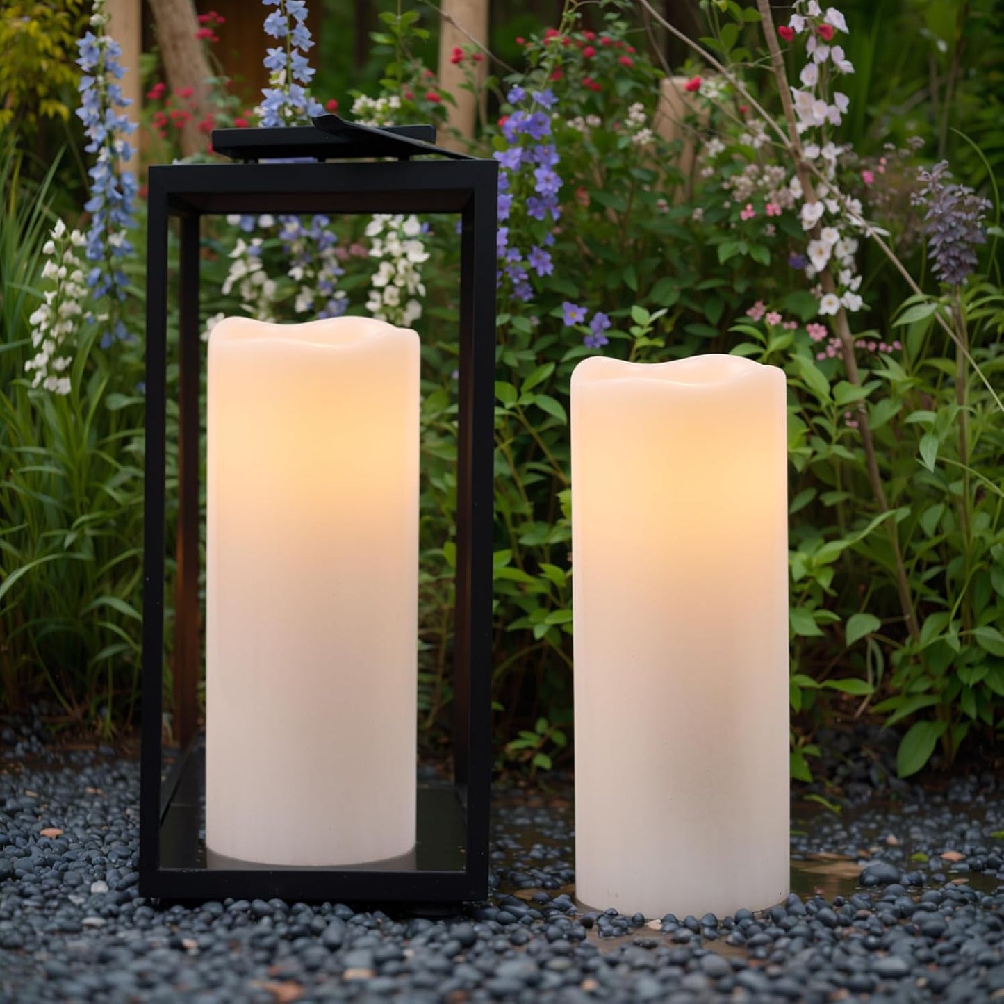 GenSwin Outdoor Flameless Led Candles Battery Operated Remote, 4 x 10 in | Waterproof, IP 65, Large Pillar Candles