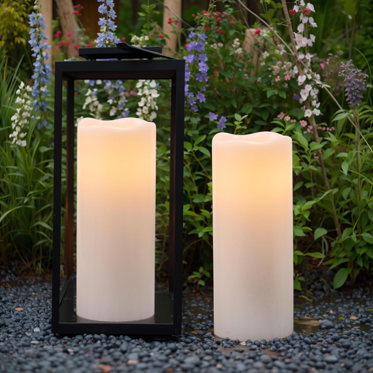 GenSwin Outdoor Flameless Led Candles Battery Operated Remote, 4 x 10 in | Waterproof, IP 65, Large Pillar Candles