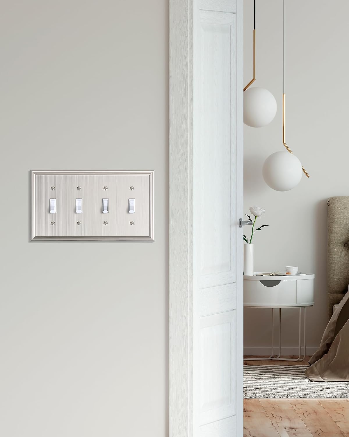 2-Pack Zinc Alloy Quad Toggle Light Switch Cover Plate, Solid Switch Cover | Durable Decorative Switch Plate Covers, 4