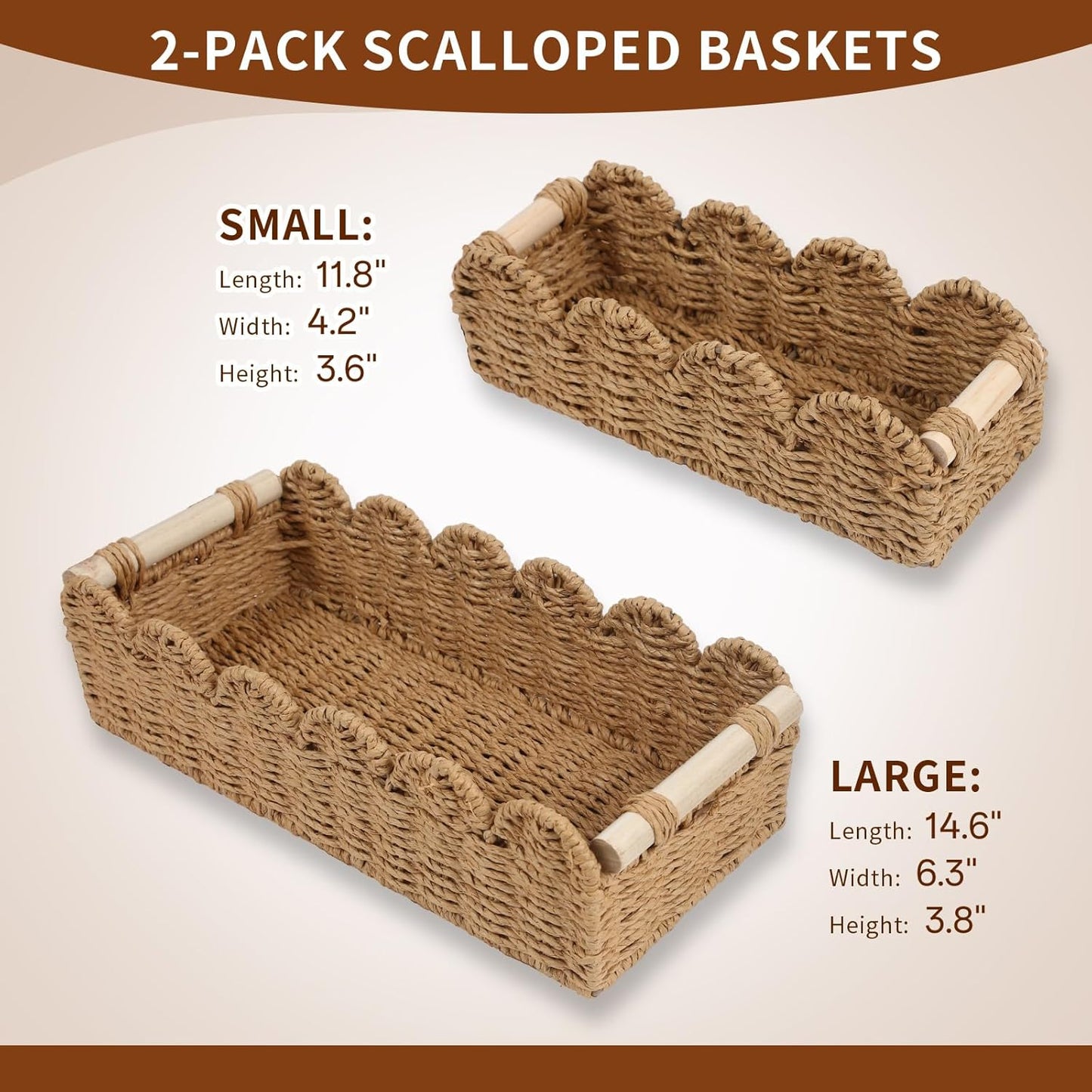Scalloped Toilet Paper Organizer / Beige / Set of 2