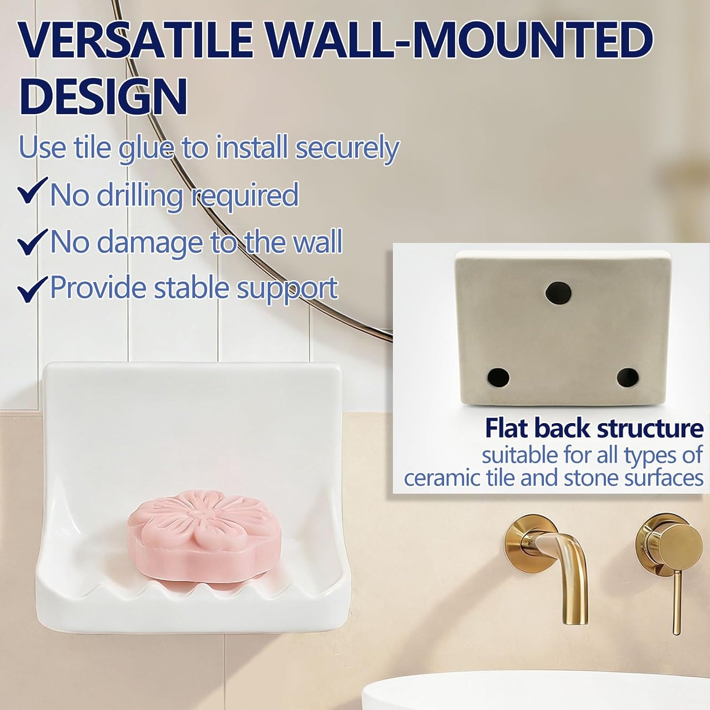 Retro Ceramic Shower soap Holder / White