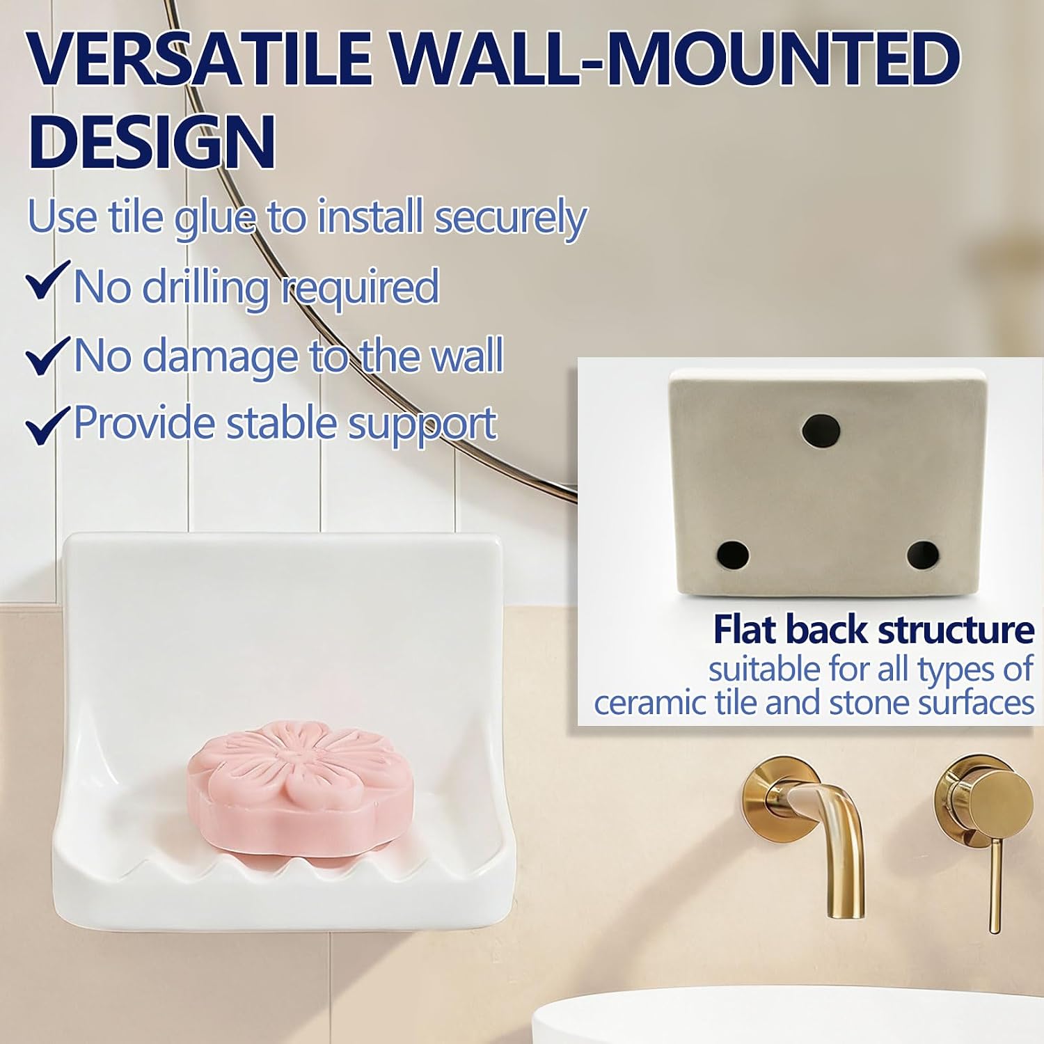 Retro Ceramic Shower soap Holder / White