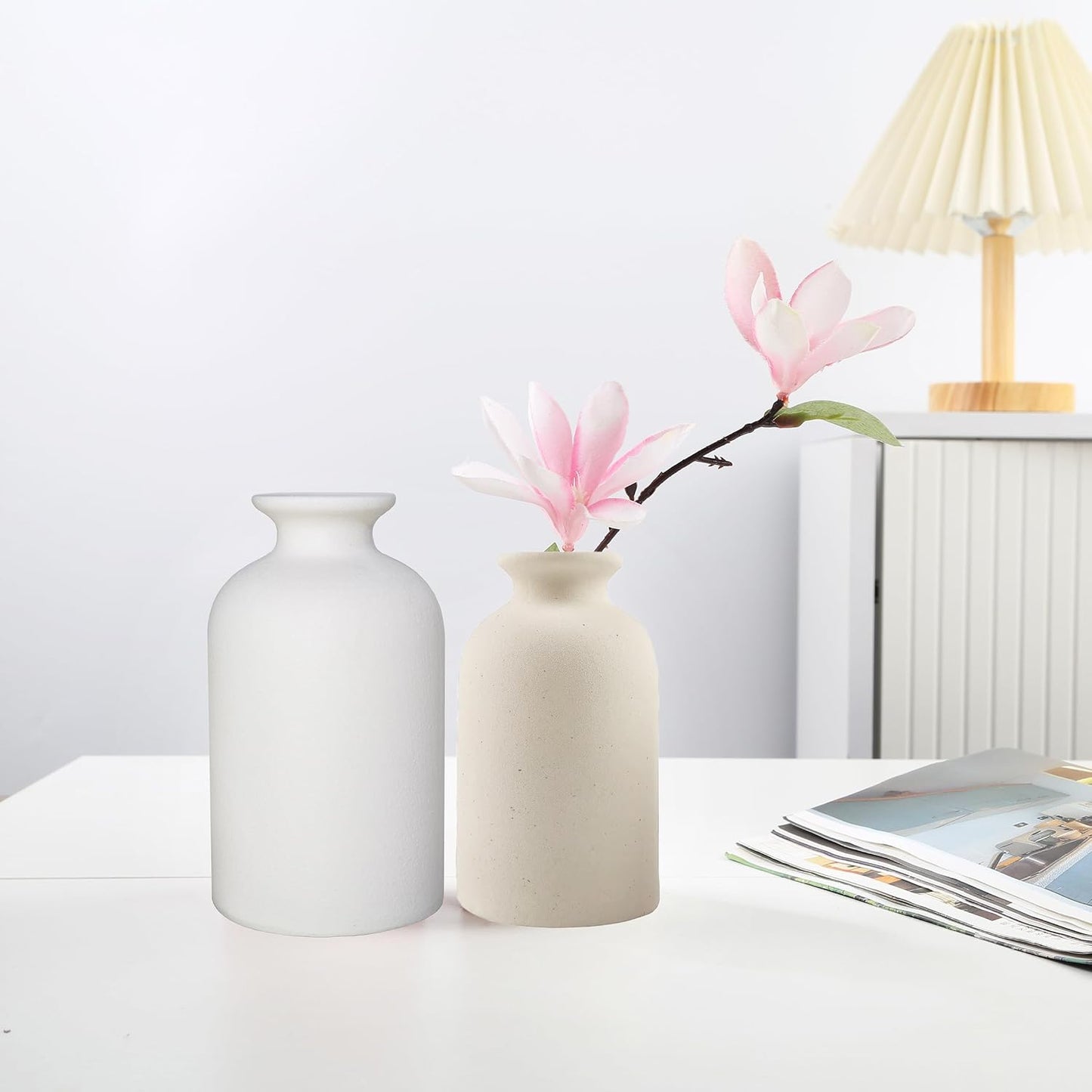 Ceramic Vase / Dry Flower Vases Minimalism Style for Modern Table Shelf Home Decor / White / Large