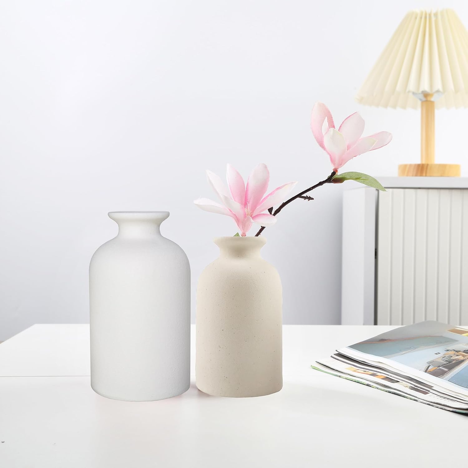 Ceramic Vase / Dry Flower Vases Minimalism Style for Modern Table Shelf Home Decor / White / Large