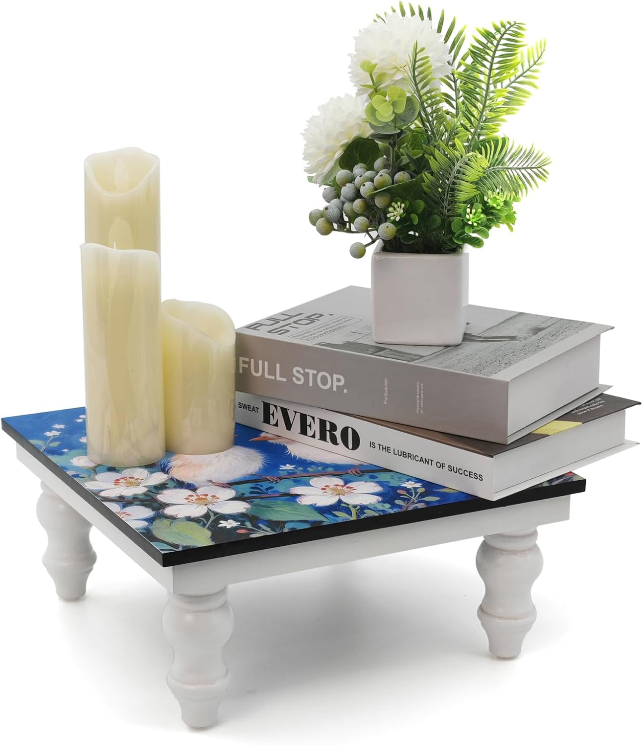Wooden Riser Decorative Tray / BLUE 02