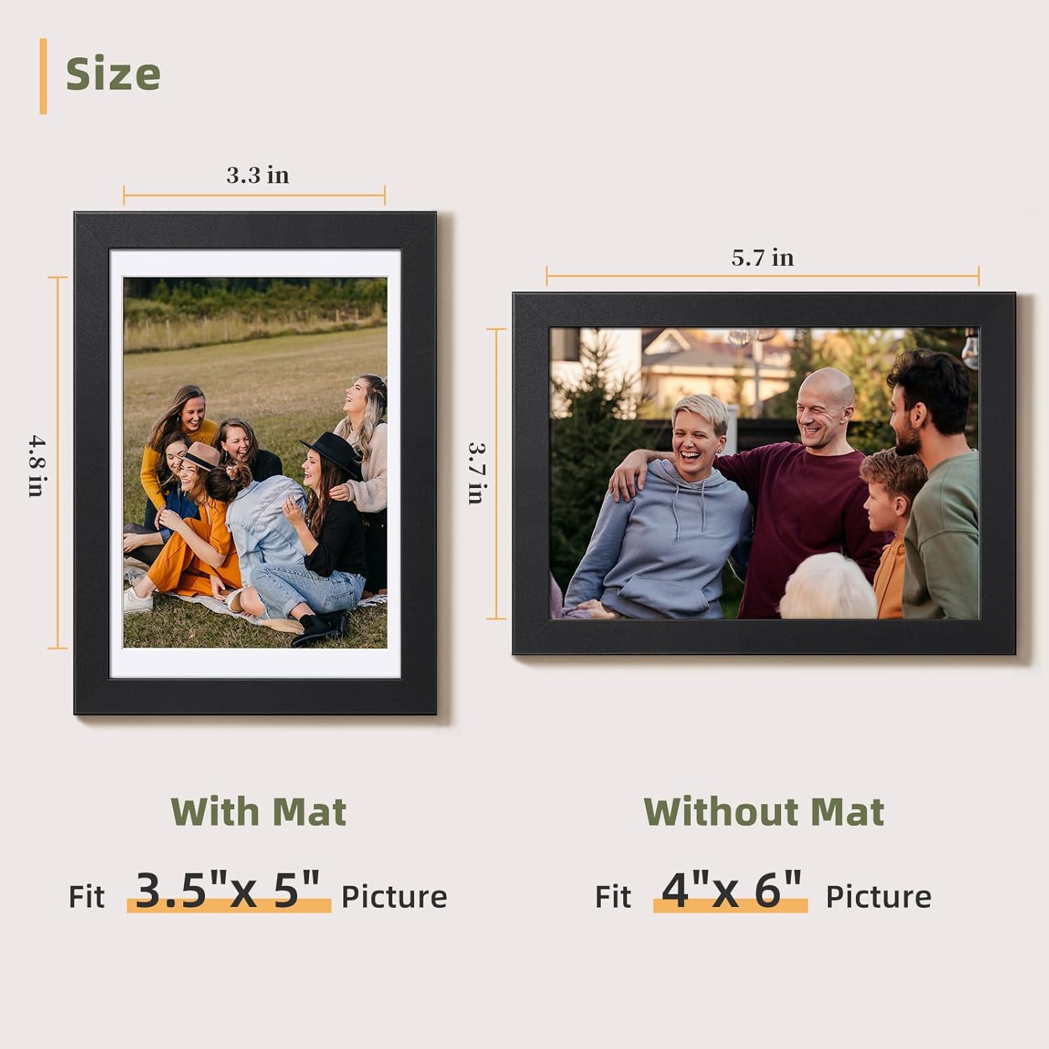 Picture Frames / Mat or Without / 4 x 6 / Black / Set of 10
