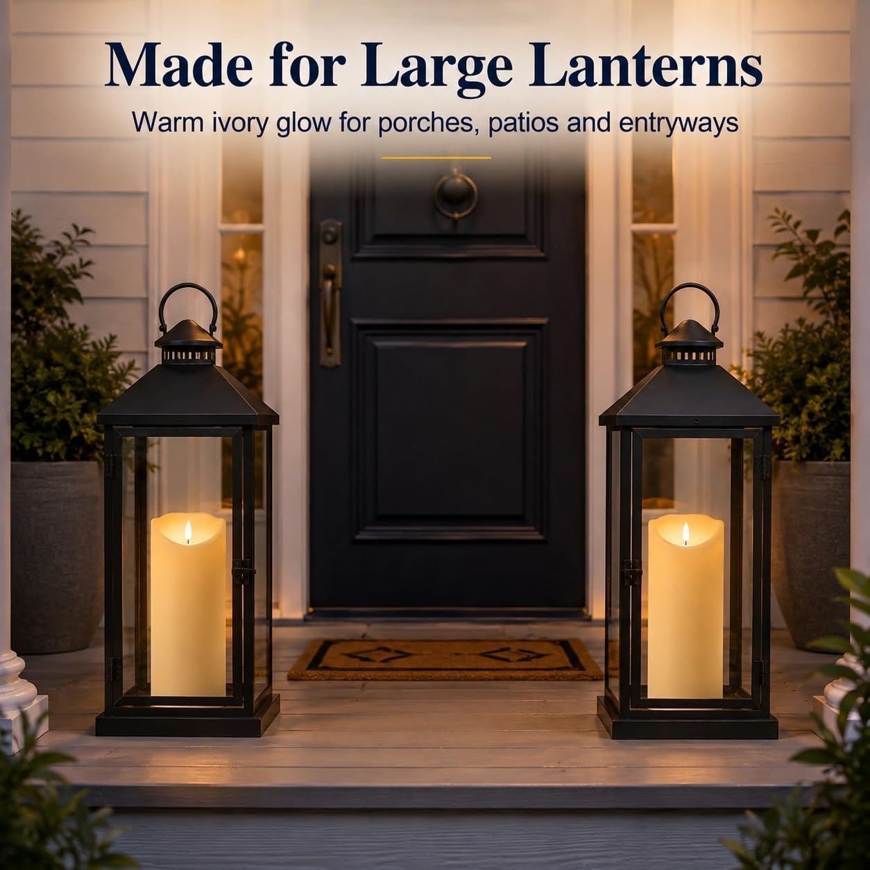 Outdoor Pillar Candles Battery Operated, 9 X 4 Inch Set of 2 | Waterproof Flameless Candles with Remote Candles for