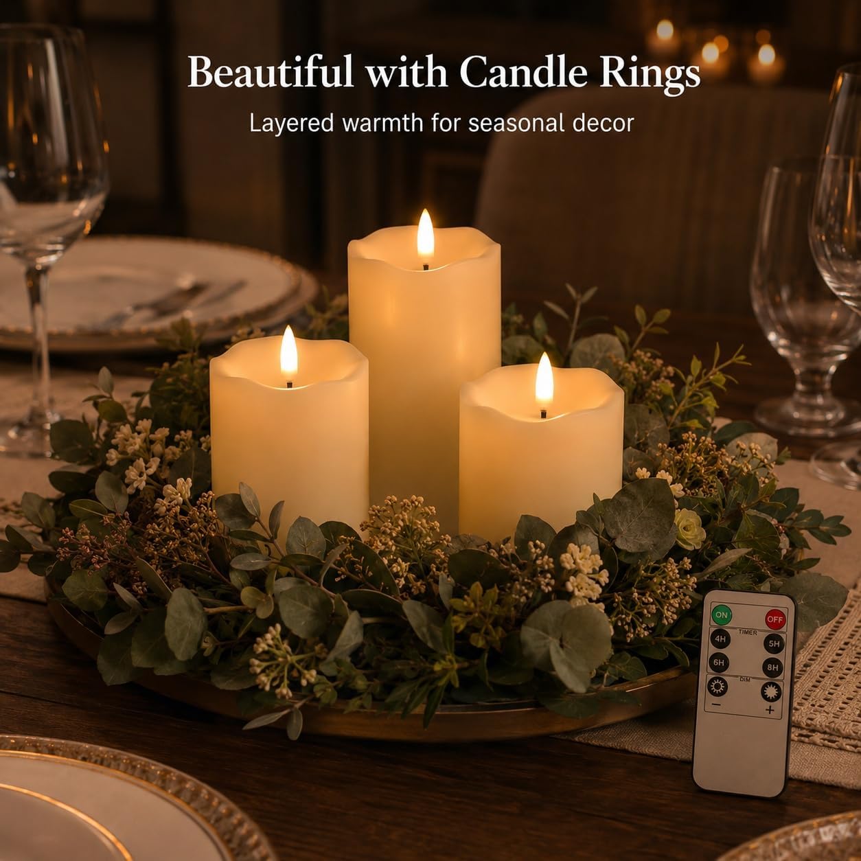 ANGELLOONG Flickering Flameless Candles with Remote, Fake Candles Set of 3 | Realistic Battery Operated Candles, LED
