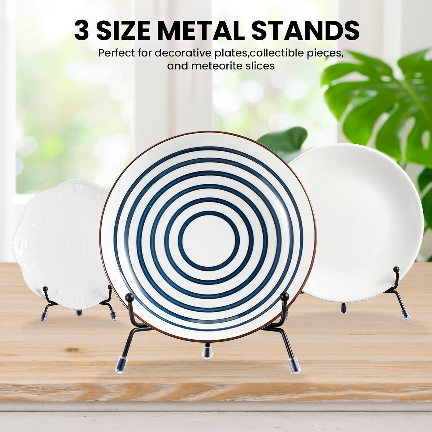 Anti Slip Plate Stands for Display / 4, 6, 8 Inch / Black / Set of 18