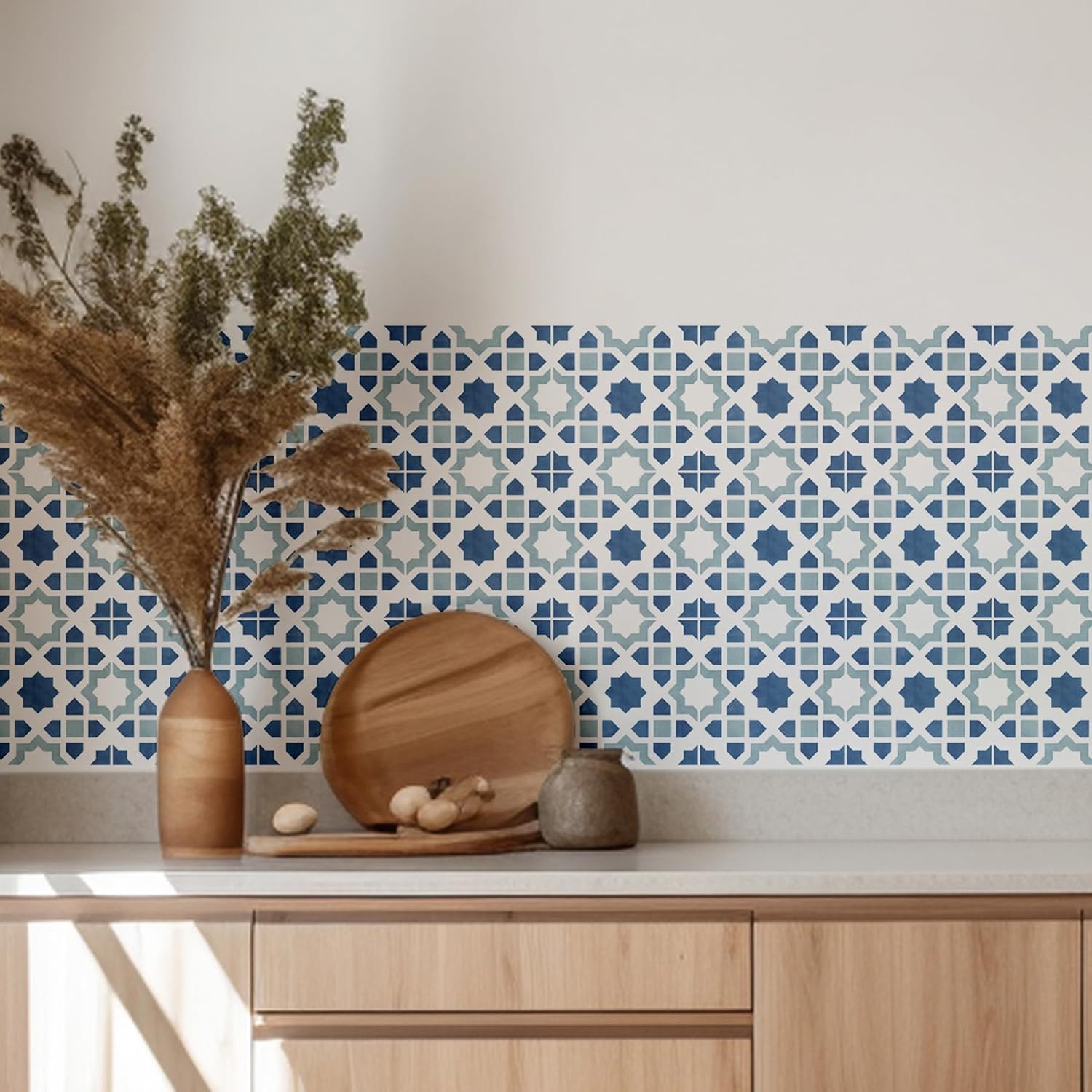 Modern Moroccan Tile Decals / Blue / 5.9 Inch / Set of 16