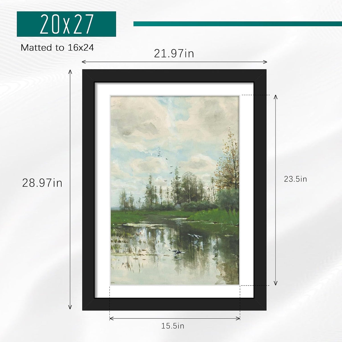 20x27 Black Puzzle Frame, Picture Frame for Wall, 3 Pack | Fits 16x24 Posters With Mat or 20x27 Without Mat, Vertical